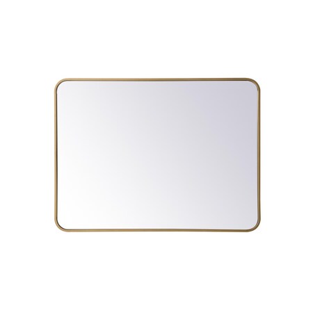 Kd 27 x 36 in. Soft Corner Metal Rectangular Mirror, Brass KD2946033